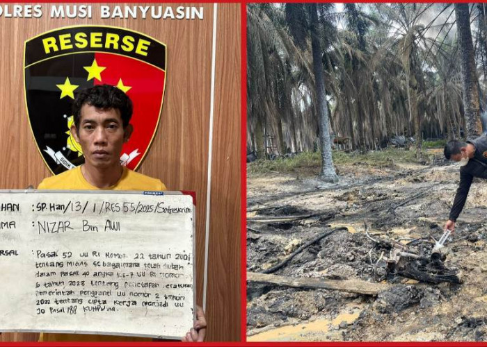 Satreskrim Polres Muba Berhasil Amankan Pemilik Sumur Ilegal yang Terbakar di Keluang