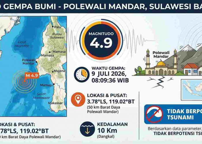 Gempa Magnitudo 4,9 Guncang Polewali Mandar, BMKG Tegaskan Tak Berpotensi Tsunami