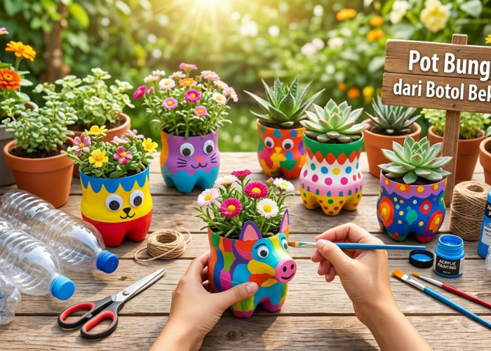 Jangan Dibuang! Botol Plastik Bekas Bisa Disulap Jadi Pot Bunga Cantik dan Estetik Ini di Rumah