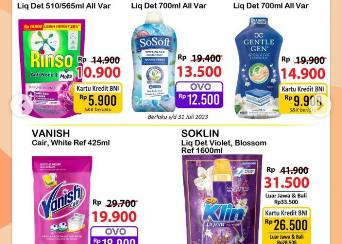 Katalog Promo GANTUNG Alfamart Periode hingga 2 Agustus 2023, Rinso Liquid Detergen 510 ml hanya Rp5.900 Aja