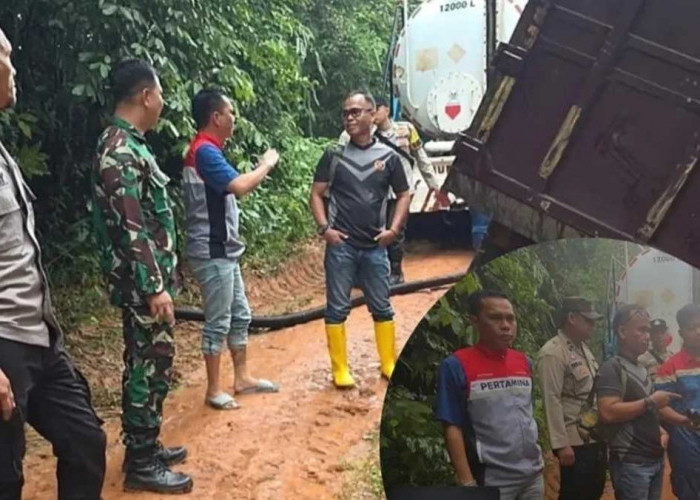 Apes! Truk Tangki Pencuri Minyak Terperosok di Prabumulih, 10 Ton Minyak Mentah Gagal Digondol