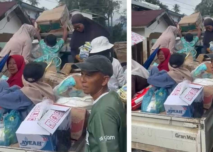 Polri Turun Tangan! Aipda Hendri Terjang Sisa Banjir Bandang Demi Antar Sembako ke Warga Gurun Laweh