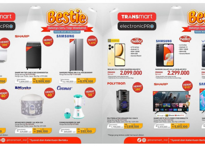 Katalog Promo BESTIE Transmart Periode 28 Juli-3 Agustus 2023, Beli Blender Hanya Rp300 ribuan!