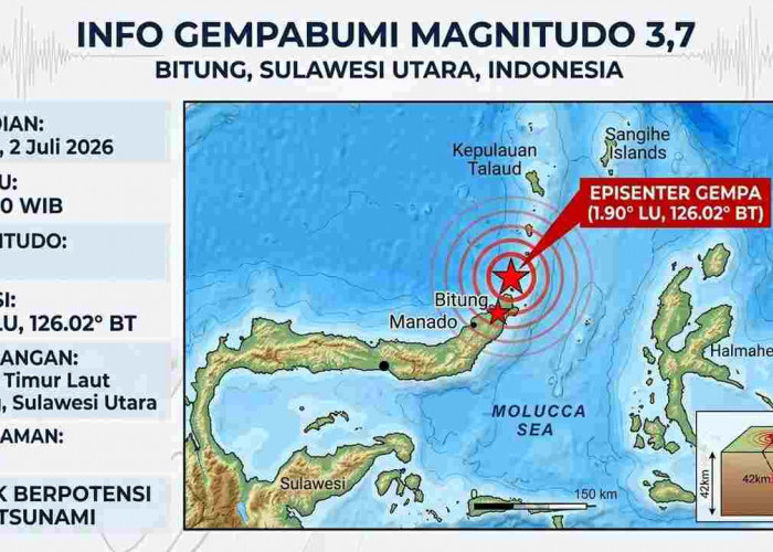 Gempa Magnitudo 3,7 Guncang Bitung, Titik Episentrumnya di Sini