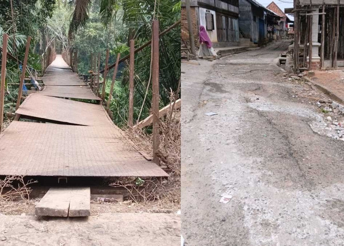 Warga Resah! Jembatan Gantung di Desa Suro Musi Rawas Rusak Parah dan Miring