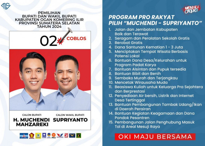 Pro Rakyat! Intip 15 Program Prioritas Paslon Bupati dan Wakil Bupati OKI 2024 Muchendi - Supriyanto