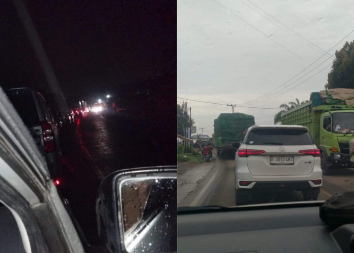 Situasi Terkini Jalan Lintas Palembang-Betung, Sempat Macet Total 23 Km, Banyak Pengemudi Main Terobos 