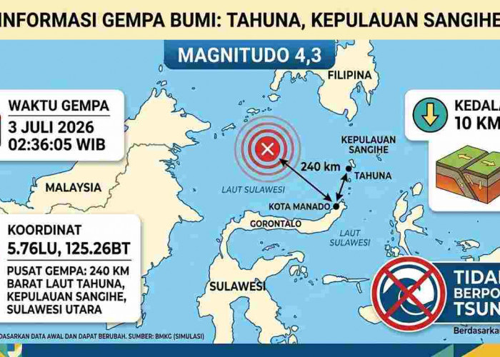 Gempa Magnitudo 4,3 Guncang Kepulauan Sangihe, BMKG: Tak Berpotensi Tsunami