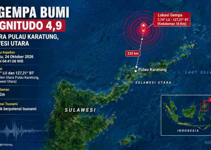 Gempa M 4,9 Guncang Utara Pulau Karatung Dini Hari, Cek Episentrum dan Kedalamannya