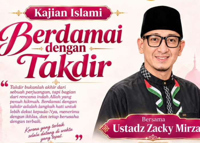 Safari Dakwah Ustadz Zacky Mirza di Palembang, Bahas Berdamai dengan Takdir! Tiket Cuma Rp100 Ribu