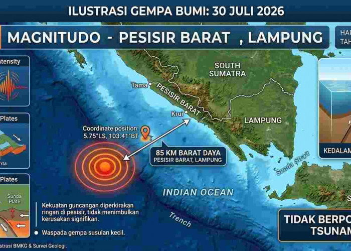 Gempa Magnitudo 4,5 Guncang Pesisir Barat Lampung Pagi Ini, BMKG: Tak Berpotensi Tsunami