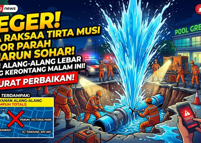 GEGER! Pipa Tirta Musi Bocor Parah di Harun Sohar, Air di 6 Kawasan Pemukiman Mendadak Mati Total Malam Ini!