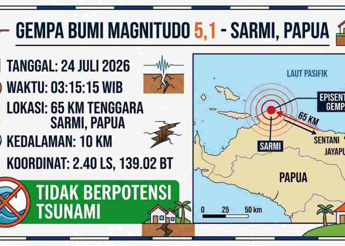 Sarmi Papua Diguncang Gempa Beruntun, Magnitudo 5,1 Jadi yang Terkuat