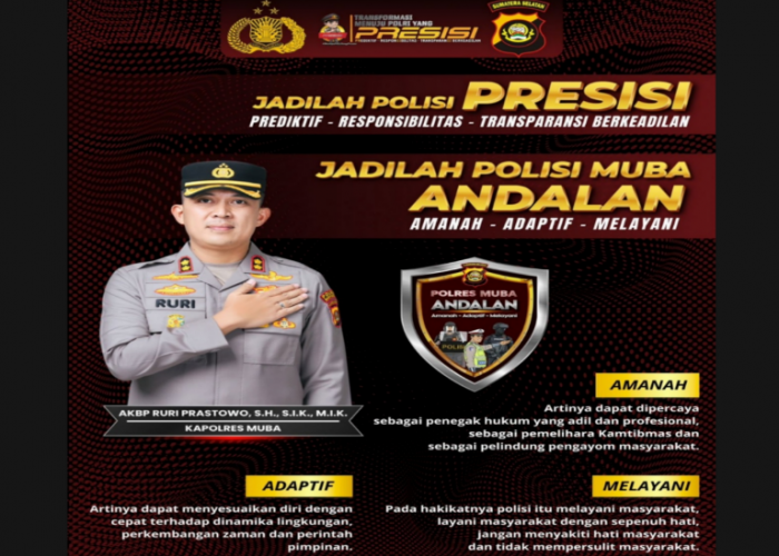 Belum Genap Sepekan Jabat Kapolres Muba, AKBP Ruri Prastowo Luncurkan Slogan Polisi Muba ANDALAN, Ini Artinya?