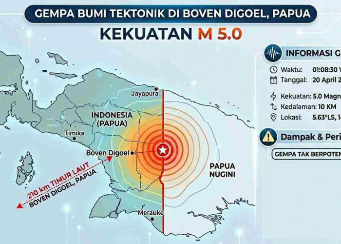 Gempa Beruntun Guncang Indonesia Dini Hari, M 5,0 Getarkan Boven Digoel