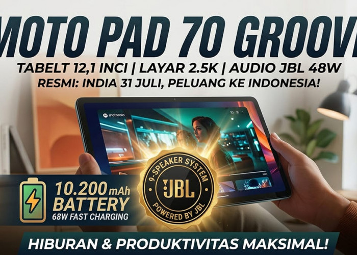 Bawa 9 Speaker JBL dan Layar 12,1 Inci 120 Hz, Motorola Resmi Umumkan Tablet Gahar Moto Pad 70 Groove