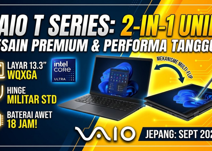 Unik Pakai Engsel Multi-Flip! VAIO T Series Diluncurkan Bawa Layar WQXGA dan Performa Intel Core Ultra
