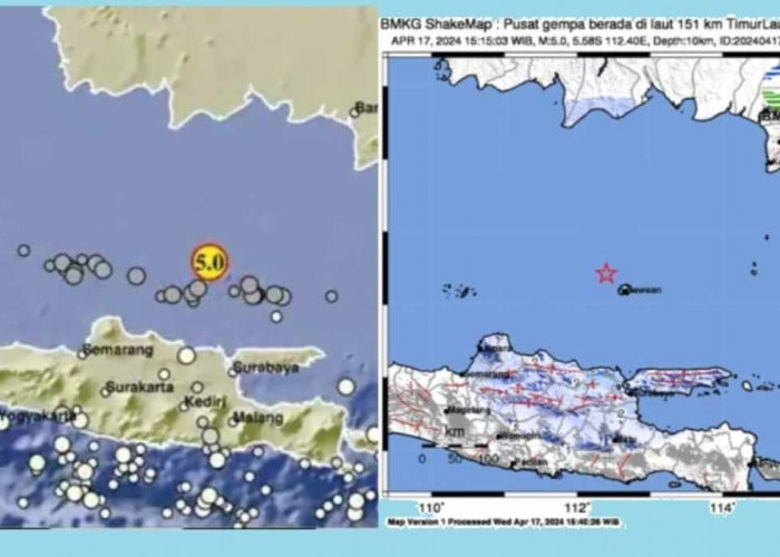 Baru Saja Gempa 5.0 Magnitudo Guncang Timur Laut Tuban, Juga Dirasakan di Daerah Ini