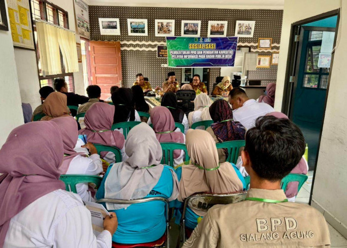 Dinas Kominfo Muba Jalankan Sosialisasi Pembentukan dan Penguatan PPID di Desa Sialang Agung