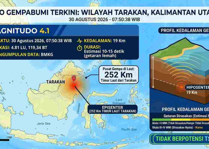 Gempa Magnitudo 4,1 Guncang Tarakan Kaltara Pagi Ini, BMKG: Tak Berpotensi Tsunami