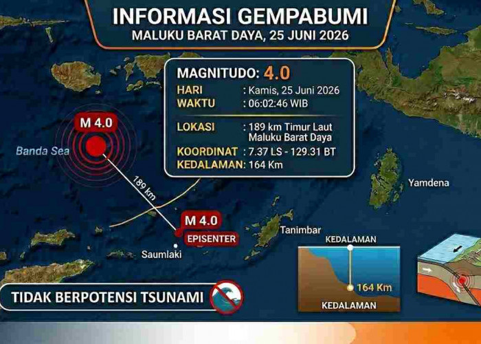 Gempa Magnitudo 4,0 Guncang Maluku Barat Daya Pagi Ini, Cek Lokasi Episentrum dan Kedalamannya