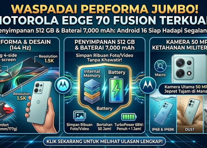Kuat Aktif 50 Jam! Motorola Resmi Rilis Edge 70 Fusion dengan Baterai 7.000 mAh dan Memori Luas 512 GB