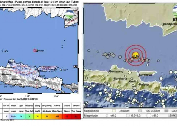 Gempa Laut Jawa Goyang Tuban Jatim, Kekuatannya 4.9 Magnitudo