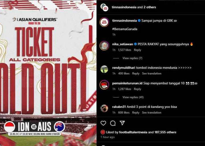 H-2 Tiket Laga Timnas Indonesia vs Australia Ludes Terjual, Animo Dukungan Suporter Indonesia Luar Biasa 