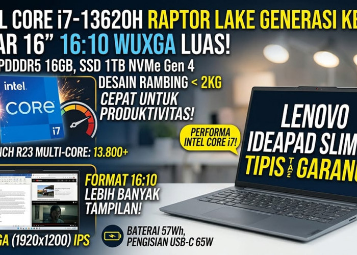 Lenovo IdeaPad Slim 5 Bawa Layar Luas 16 Inci dan Performa Buas Intel Core i7 Generasi ke-13