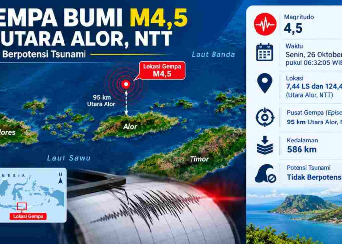 Gempa Magnitudo 4,5 Guncang Alor Pagi Ini, BMKG: Kedalamannya 586 Km!