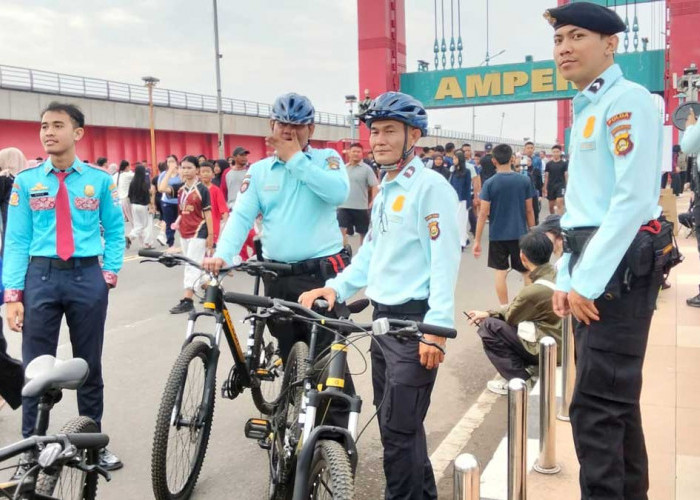 Bikin Warga Palembang Makin Nyaman Olahraga, Personel Ditpamobvit Siaga Penuh di CFD Ampera