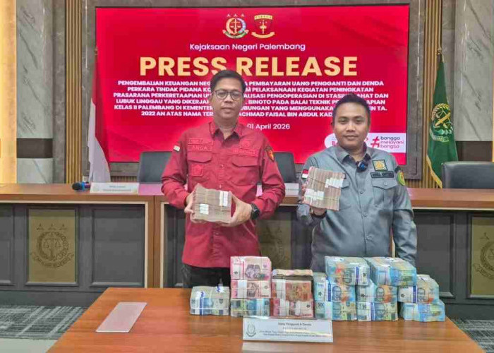 Kasus Proyek Perkeretaapian: Kejari Palembang Terima Uang Pengganti dan Denda Rp 1,07 Miliar