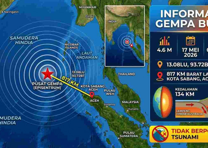 Gempa Magnitudo 4,6 Guncang Kota Sabang Pagi Ini, Tak Berpotensi Tsunami