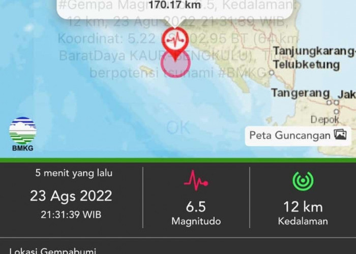 Gempa Magnitudo 6,5 Bengkulu Kembali Terasa di Pagaralam