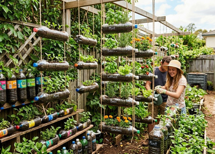 Lahan Sempit Bukan Halangan! Ini Cara Mudah Bikin Kebun Vertikal dari Botol Plastik Bekas, Cocok untuk Pemula