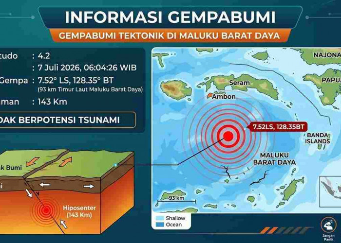 Gempa M 4,2 Terjadi di Maluku Barat Daya, Ini Titik Pusat dan Kedalaman Guncangannya