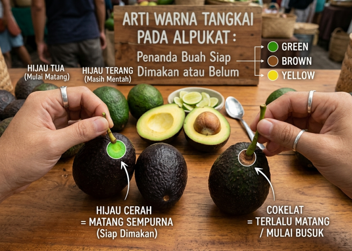 Jangan Asal Tekan Kulit Lagi: Ini 3 Arti Warna Tangkai Alpukat untuk Mengetahui Tingkat Kematangan Sempurna 