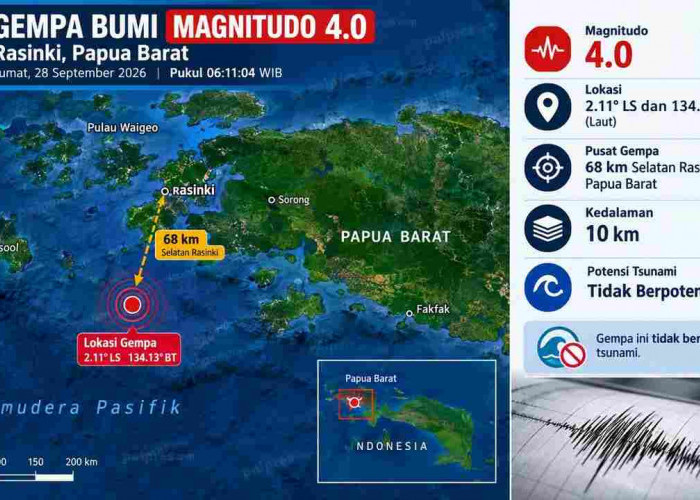 Gempa Magnitudo 4,0 Guncang Papua Barat Pagi Ini, BMKG: Tak Berpotensi Tsunami