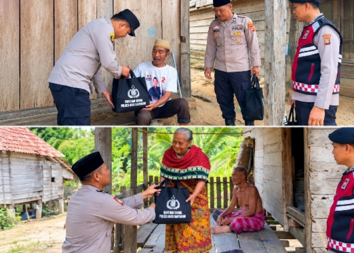 Jumat Berkah, Polsek Batanghari Leko Salurkan 10 Paket Sembako untuk Warga Kurang Mampu