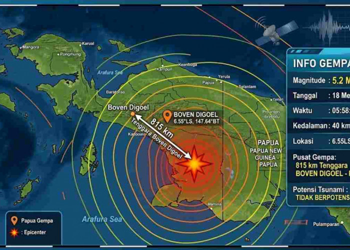 Gempa Magnitudo 5,2 Pagi Ini Guncang Boven Digoel, Tak Berpotensi Tsunami