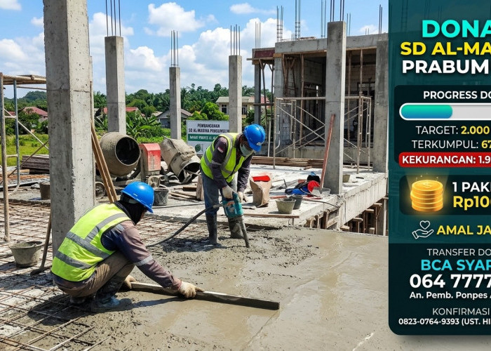 GEMPAR! SD Al-Madina Prabumulih Panggil Pahlawan Kebaikan, Kurang 1.993 Paket Pengecoran Lagi!