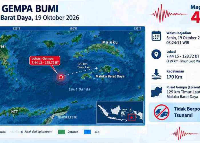 Gempa Magnitudo 4,2 Guncang Maluku Barat Daya Dini Hari, BMKG: Tak Berpotensi Tsunami