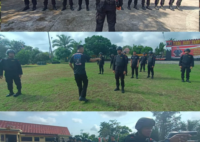 Personel Brimob Polda Sumsel Batalyon B Pelopor Gelar Latihan Pengawalan VIP/VVIP