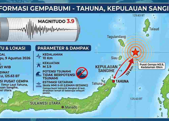 Gempa Magnitudo 3,9 Guncang Kepulauan Sangihe Pagi Ini, BMKG: Tak Berpotensi Tsunami
