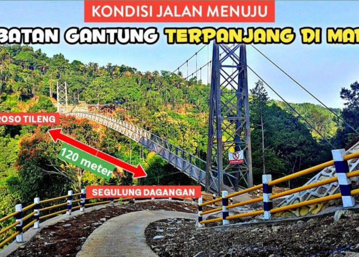 WOW! Ini Jembatan Gantung Terpanjang di Madiun Jawa Timur, Berada di Atas Jurang yang Dalam