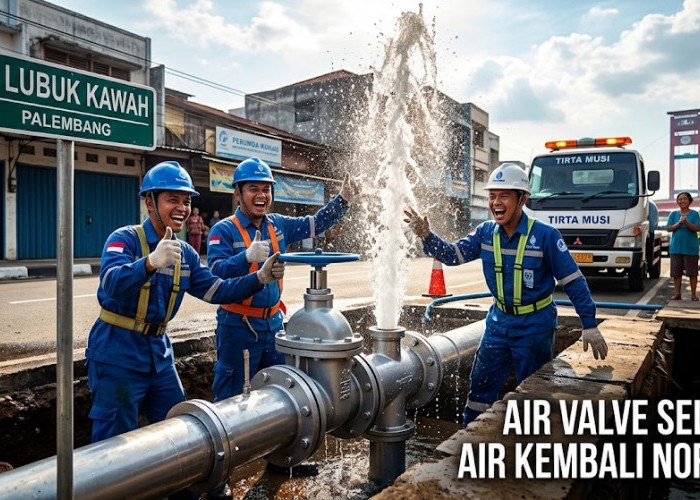 DRAMATIS! Pasukan Tirta Musi Palembang Taklukkan Tragedi Air Valve Lubuk Kawah, Air Muncrat Normal Lagi!