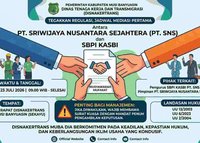 Disnakertrans Muba Resmi Fasilitasi Mediasi Perselisihan SBPI KASBI dan PT SNS, Ini Jadwalnya
