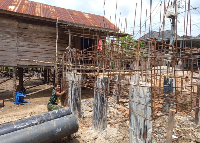Kodim 0402/OKI Percepat Pembangunan Jembatan Gantung Sungai Dabuk