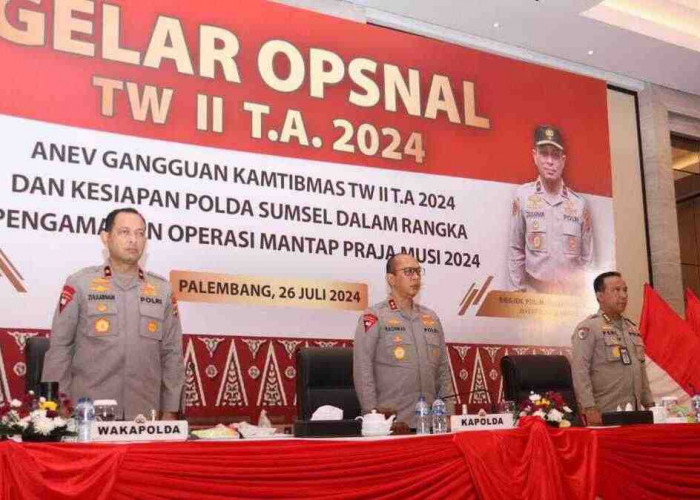 Polda Sumsel melaksanakan Gelar Opsnal TW II TA 2024, pengamanan Operasi Mantap Praja Musi 2024