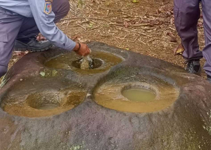 Ditemukan di Atas Bukit, Inilah Penampakan Situs Megalit Lesung Batu yang Berusia Ratusan Tahun